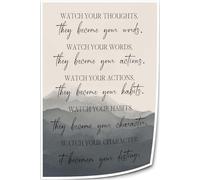 SSOPTMCB Inspirational Saying Wall Decor - Watch Your Thoughts They Become Words Quote Poster for Home and Office Motivation(Unframed,16x24inch(40x60cm))