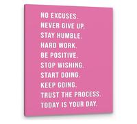 SSOPTMCB Inspirational Workout Wall-Art No Excuses Never Give Up Motivational Print for Home Gym Yoga Room Decor(Framed,08x12inch(20x30cm))