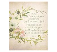 SSOPTMCB Isaiah 41 10 Bible Verse Wall-Art Fear Not For I Am With You Christian Scripture Decor Watercolor Floral Greenery Canvas Print Religious Gift for Women Church Home(Framed,12x18inch(30x45cm))