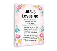 SSOPTMCB Jesus Loves Me and Me Print - Inspirational Bible Verse Wall-Art for Christian, Nursery Sunday School Playroom Bedroom Decor(Framed,08x12inch(20x30cm))