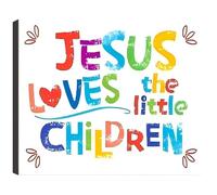 SSOPTMCB Jesus Loves Religious Print - Christian Canvas Wall-Art Inspirational Decor for Home Church Bedroom Living Room(Framed,08x12inch(20x30cm))