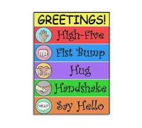 SSOPTMCB Kindergarten Greetings Poster Morning Meeting Choices for Classroom Rules Educational Wall-Art for Teachers Decor(Framed,12x18inch(30x45cm))