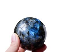 SSOPTMCB Labradorite Ball Quartz Sphere Crystal with Wooden Base,60mm Gemstone Stone