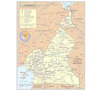 SSOPTMCB Large Political Map of Cameroon Administrative Division with Roads Cities Airports Detailed Wall Chart for Reference(Framed,16x24inch(40x60cm))