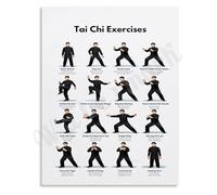 SSOPTMCB Large Tai Chi Movements Poster Fitness Training Diagram Canvas Print Art for Wall Decor Living Room(Framed,16x24inch(40x60cm))