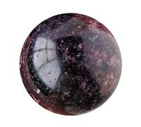 SSOPTMCB Lepidolite Ball Purple Mica Quartz Crystal Sphere Gemstone with Wooden Base,Mica Ball-4~5cm Gemstone Stone