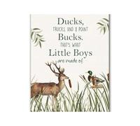 SSOPTMCB Little Hunter's Room Decor, Mallard Duck & Deer Wall-Art, Rustic Woodland Animal Prints for Toddler Boy or Big Kid's Bedroom(Framed,12x18inch(30x45cm))