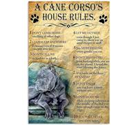 SSOPTMCB Man Cave or Cafe Wall-Art, Retro Style Dog House Rules Poster, Coffee Themed Gift for Him, Home Bar Garage Decor, Metal Tin Sign Style (Unframed,08x12inch(20x30cm))