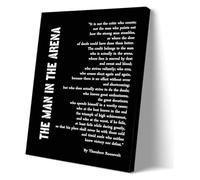SSOPTMCB Man in the Arena Theodore Roosevelt Speech Quote Wall-Art Inspirational Motivational Poster Canvas Print Vintage Style Home Office Decor(Framed,08x12inch(20x30cm))