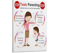 SSOPTMCB Mindful Parenting Guide Poster Fostering Child Development Canvas Wall-Art for Living Room or Nursery Decor Conscious Family Print(Framed,12x18inch(30x45cm))
