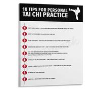 SSOPTMCB Mindful Tai Chi Practice Poster Inspirational Wall-Art Canvas Print with 10 Essential Tips for Living Room or Space(Framed,08x12inch(20x30cm))