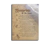 SSOPTMCB Modern Canvas Art Footprints in The Sand Inspirational Poem Wall Print Christian Home Decor for Living Room(Unframed,08x12inch(20x30cm))