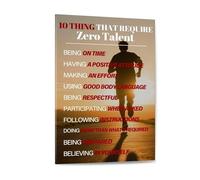 SSOPTMCB Motivational Wall-Art: 10 Things That Require Zero Talent, Inspirational Canvas Print for Office, Home Office & Bedroom(Unframed,16x24inch(40x60cm))