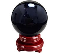 SSOPTMCB Obsidian Crystal Ball Black Sphere Stone Gemstone with Stand Divination Figurine Home Decoration,11cm/4.3in Gemstone Stone