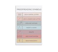 SSOPTMCB Office Library Decor Vintage Proofreading Chart Grammar Symbols Editing Marks Wall-Art Poster for Classroom Study Room(Unframed,12x18inch(30x45cm))