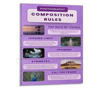 SSOPTMCB Photography Guide Poster Essential Composition Rules Wall-Art for Photographers Studio Decor School Art Room Decor(Framed,12x18inch(30x45cm))