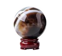 SSOPTMCB Polished Black and White Striped Agate Crystal Ball Gemstone Sphere Home Office Decorative Balls Feng Shui Ornament,70-75mm Gemstone Stone