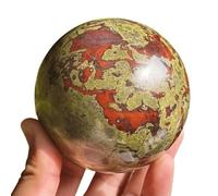 SSOPTMCB Polished Dragon Blood Stone Sphere,Green Gemstone Decorative Orbs, Quartz Crystal Ball Witchcraft Home Decor,65~70mm Gemstone Stone