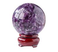 SSOPTMCB Purple Mica Quartz Crystal Sphere Ball, Crystals Gemstone with Wood Stand for Decorative,Divination or Feng Shui, and Fortune Telling,4~5cm Gemstone Stone