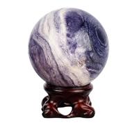 SSOPTMCB Purple Peacock Ball Ornament Amethyst Crystal Stone Figurines Quartz Gemstone Sphere Home Office Decor Gift with Stand,50~60mm Gemstone Stone