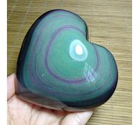 SSOPTMCB Rainbow Cat'S Eye Obsidian Heart-Shaped Crystal Quartz Gem Home Office Decoration Decor(150-200g) Gemstone Stone