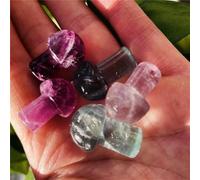 SSOPTMCB Rainbow Fluorite Mushroom Quartz Crystal Hand Carved Ornaments Home Decor(2cm 5pc) Gemstone Stone