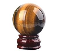 SSOPTMCB Real Tiger's Eye Stone Crystal Ball Divination Sphere Sculpture Figurine Gemstone Feng Shui Aura Home Desk Decor Ornament,7cm/2.7in Gemstone Stone