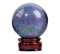 SSOPTMCB Red Blue Green Gemstone Sphere Crystal Ball with Stand Quartz Stone Decorative Orb for Home Decor Grid,5.5~6cm Gemstone Stone