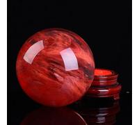 SSOPTMCB Red Crystal Ball with Stand, Sphere Melting Quartz Gemstone for, Divination, Home Decoration, Fengshui,Red-19cm Gemstone Stone