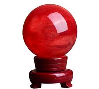 SSOPTMCB Red Crystal Ruby Ball Sphere Obsidian with Stand Melting Quartz Gemstone for Feng Shui Home Decoration,Red-17cm Gemstone Stone