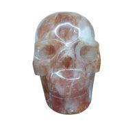 SSOPTMCB Red Glue Flower Stone Hand-Carved Skull Quartz Crystal HomeDecoration Home Decor(Size:500-550g) Gemstone Stone