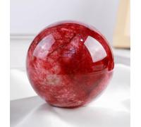 SSOPTMCB Red Moonlight Ball with Wooden Stand,Gemstone Sphere Crystal Divination Stone for Magic,Family Decorative,Witchy Gifts,5~5.5cm Gemstone Stone