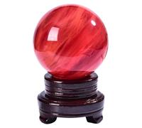 SSOPTMCB Red Smelt Quartz Crystal Ball with Stand,Beautiful Decorative Sphere for Office, Home Bedroom Desk Ornaments for, Divination,3.14"(8cm) Gemstone Stone