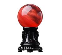 SSOPTMCB Red Smelt Quartz Crystal Ball with Stand Gemstone for Balance Feng Shui Divination Sphere Home Decoration,70~80mm Gemstone Stone