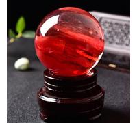 SSOPTMCB Red Smelt Quartz Crystal Ball with Stand Gemstone for Balance Feng Shui Divination Sphere Home Decoration Gift,20cm Gemstone Stone