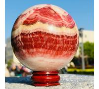 SSOPTMCB Red Striped Flesh Quartz Crystal Ball Ornaments (Size : 42-48mm) Gemstone Stone