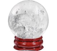 SSOPTMCB Rock Crystal Ball Gemstone Home Decoration Stone Sphere with Wood Stand,White ball-60mm Gemstone Stone