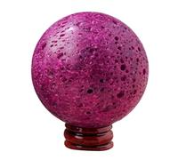 SSOPTMCB Ruby Crystal Sphere, Red Ball Ornaments,Feng Shui Supplies,Divination with Wood Stand Witchcraft Home Decorative,50~55mm Gemstone Stone