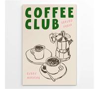 SSOPTMCB Served Fresh Coffee Art, Vintage Hand Drawn Poster for Kitchen, Minimalist Coffee Bar Wall Decor(Framed,12x18inch(30x45cm))