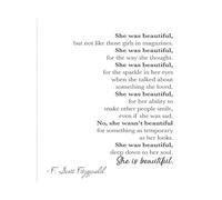 SSOPTMCB She Is Beautiful F Scott Fitzgerald Literary Quote Print Art Wall Decor(Framed,16x24inch(40x60cm))