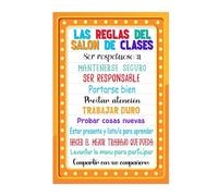 SSOPTMCB Spanish Language Classroom Decor, Rules and Motivational Posters for Bulletin Board, Preschool Kindergarten Elementary Teacher Supplies(Framed,12x18inch(30x45cm))