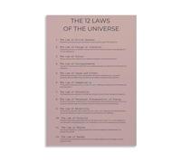 SSOPTMCB Spiritual Art Print 12 Laws of Universe Canvas Poster for Office Yoga Room Home Decor(Framed,16x24inch(40x60cm))