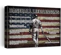 SSOPTMCB Sports Motivation Canvas Print - Baseball Themed Life Lessons Wall-Art, Gift for Baseball Lovers, Men's Room Decor(Framed,12x18inch(30x45cm))