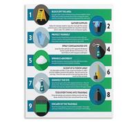 SSOPTMCB Step by Step Sanitation Poster Emergency Cleanup Reference Canvas Wall-Art for Hotel Housekeeping and Staff Room(Unframed,08x12inch(20x30cm))