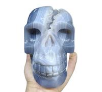 SSOPTMCB Stone Geode Agate Ore, Hand-Carved Skull, Quartz Crystal Home Decoration(Size:500-550g) Gemstone Stone