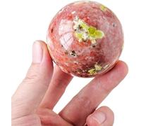 SSOPTMCB Tabletop Decor Peach Blossom Stone Crystal Ball Sphere Ornaments for Divination Photography Decoration,45~50mm Gemstone Stone