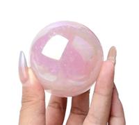 SSOPTMCB Titanium Coated Crystal Ball, Rose Quartz Sphere,Round Collection for Home Office Display Decorations,50~60mm Gemstone Stone