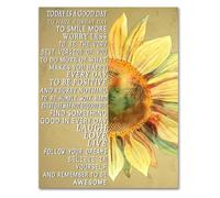 SSOPTMCB Today Is A Day To Have A Great Day Sunflower Wall-Art Affirmations Poster for Girls Bedroom(Framed,08x12inch(20x30cm))