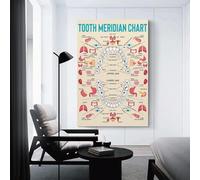 SSOPTMCB Traditional Meridian Tooth Organ Chart - Informational Poster on Holistic Health Perspectives - Canvas Art Print for Educational Display in Office, Classroom(Framed,12x18inch(30x45cm))