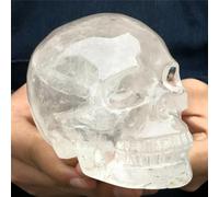SSOPTMCB Transparent White Skull Hand-Carved with Quartz Crystal Home Decor(1000-1100g) Gemstone Stone